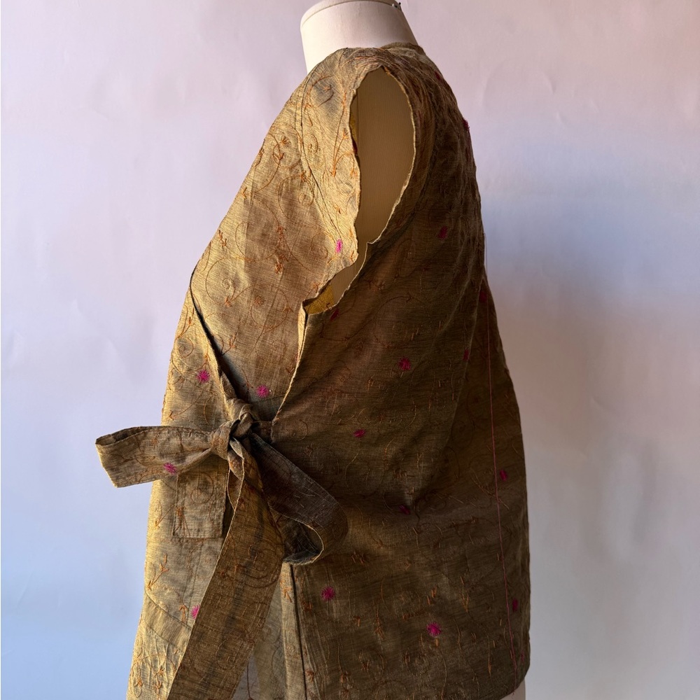 Love Gold Wrap Blouse with Pink Embroidery - Picture 5 of 8
